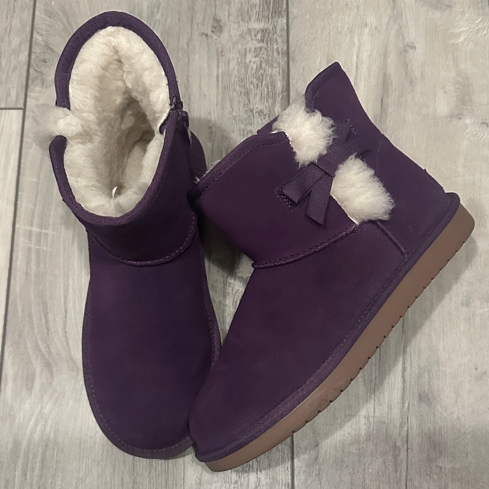 Girls Koolaburra by Ugg Purple Boots with Bow Detail